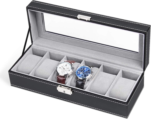 NEX 6 khe Watch Box tổ chức cho nam giới, Đen Watch Holder Stand Display Case lưu trữ