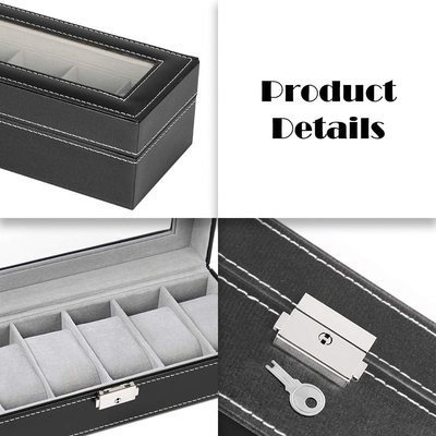 NEX 6 khe Watch Box tổ chức cho nam giới, Đen Watch Holder Stand Display Case lưu trữ