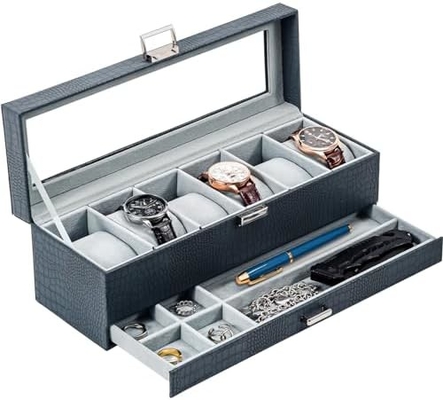 ProCase Watch Box Organizer cho nam giới, 6 khe cắm Watch Display Case với ngăn kéo, Father's Day Gift Mens Watch Holder Watch