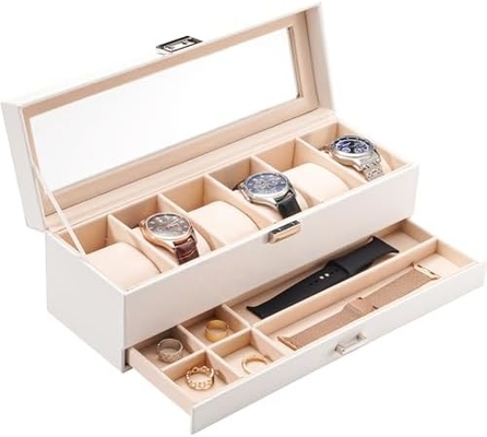 ProCase Watch Box Organizer cho nam giới, 6 khe cắm Watch Display Case với ngăn kéo, Father's Day Gift Mens Watch Holder Watch