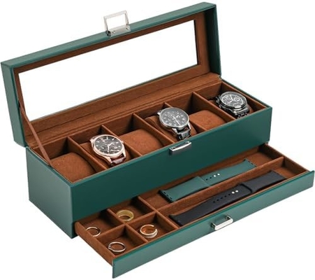 ProCase Watch Box Organizer cho nam giới, 6 khe cắm Watch Display Case với ngăn kéo, Father's Day Gift Mens Watch Holder Watch