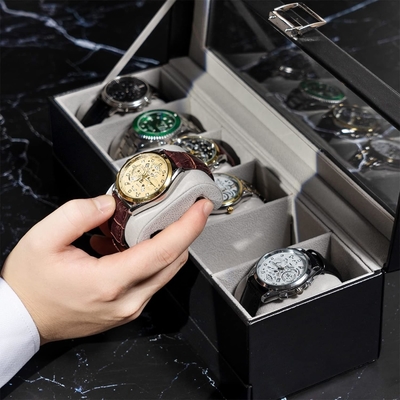 ProCase Watch Box Organizer cho nam giới, 6 khe cắm Watch Display Case với ngăn kéo, Father's Day Gift Mens Watch Holder Watch