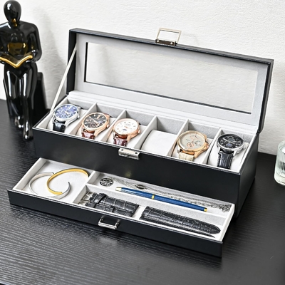 ProCase Watch Box Organizer cho nam giới, 6 khe cắm Watch Display Case với ngăn kéo, Father's Day Gift Mens Watch Holder Watch
