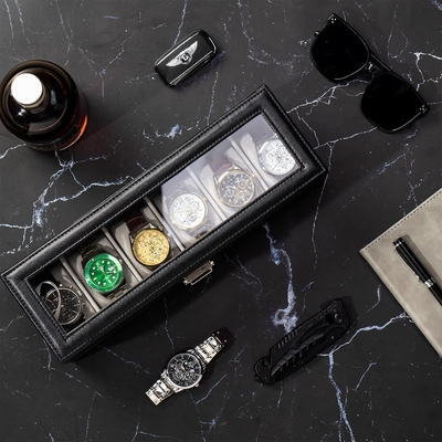 ProCase Watch Box Organizer cho nam giới, 6 khe cắm Watch Display Case với ngăn kéo, Father's Day Gift Mens Watch Holder Watch
