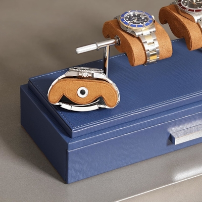 ROTHWELL Luxury Watch Display Case cho 4 chiếc đồng hồ ️ Hộp đồng hồ da với vỏ acrylic và slide có thể tháo ra trong đệm