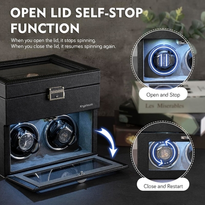 Máy cuộn đồng hồ tự động đôi với 8 hộp lưu trữ bổ sung, hộp cuộn đồng hồ tự động đôi với bộ tổ chức đồ trang sức,