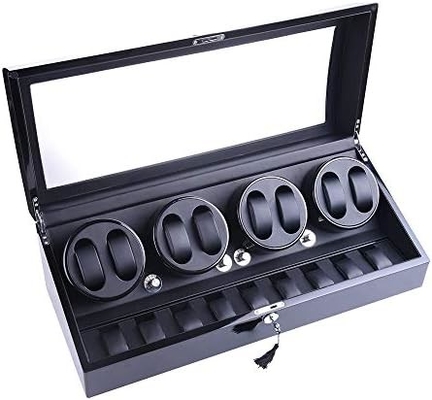 Watch Winder, XTELARY Luxury 4 Motor Quad Watch Winders cho đồng hồ tự động Chất an toàn &amp; Hộp hiển thị bằng gỗ 8 + 9 Lưu trữ