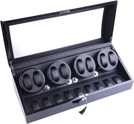 Watch Winder, XTELARY Luxury 4 Motor Quad Watch Winders cho đồng hồ tự động Chất an toàn &amp; Hộp hiển thị bằng gỗ 8 + 9 Lưu trữ