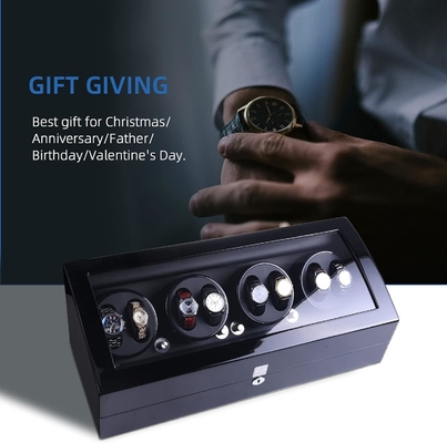 Watch Winder, XTELARY Luxury 4 Motor Quad Watch Winders cho đồng hồ tự động Chất an toàn &amp; Hộp hiển thị bằng gỗ 8 + 9 Lưu trữ