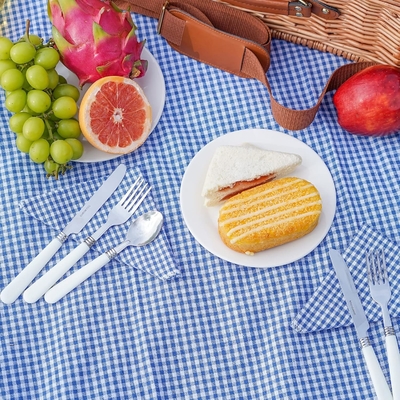 Wicker picnic basket với nắp và tay cầm thân vải chắc chắn với lớp lót có thể rửa cho lễ Phục sinh, Ngày của Mẹ, cắm trại ngoài trời