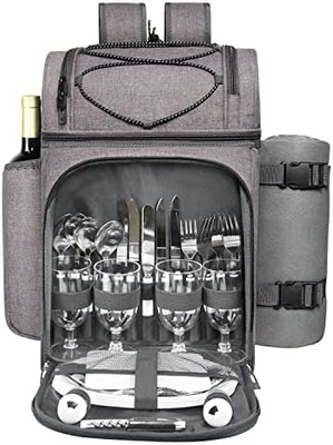 Hap Tim Picnic Backpack Cooler cho 4 người với túi lạnh chống rò rỉ cách nhiệt, hộp đựng rượu vang, chăn lông,