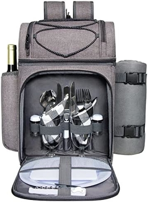 Hap Tim Picnic Backpack Cooler cho 4 người với túi lạnh chống rò rỉ cách nhiệt, hộp đựng rượu vang, chăn lông,