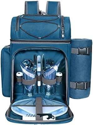 Hap Tim Picnic Backpack Cooler cho 4 người với túi lạnh chống rò rỉ cách nhiệt, hộp đựng rượu vang, chăn lông,