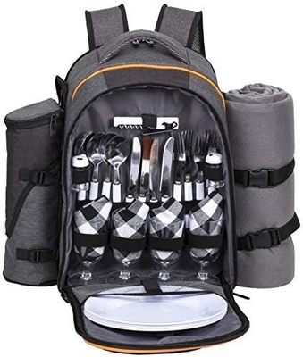 Hap Tim Picnic Backpack Cooler cho 4 người với túi lạnh chống rò rỉ cách nhiệt, hộp đựng rượu vang, chăn lông,