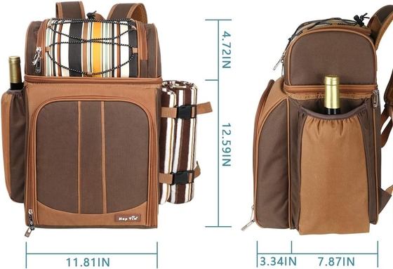 Hap Tim Picnic Backpack Cooler cho 4 người với túi lạnh chống rò rỉ cách nhiệt, hộp đựng rượu vang, chăn lông,
