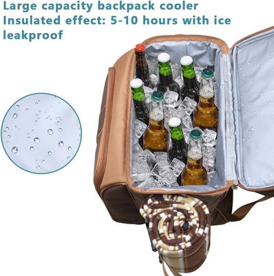 Hap Tim Picnic Backpack Cooler cho 4 người với túi lạnh chống rò rỉ cách nhiệt, hộp đựng rượu vang, chăn lông,