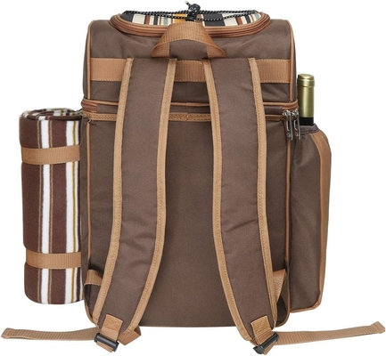 Hap Tim Picnic Backpack Cooler cho 4 người với túi lạnh chống rò rỉ cách nhiệt, hộp đựng rượu vang, chăn lông,