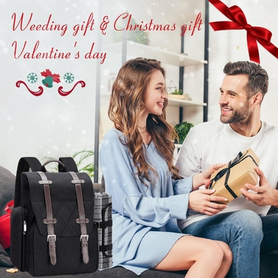 Túi hành hương cho 4 người với túi lạnh cách nhiệt lớn, bộ giỏ hành hương với túi rượu vang,