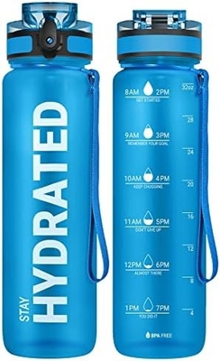 32oz chai nước thể thao động viên với thời gian đánh dấu - thời gian uống - Tritan, BPA miễn phí, miệng rộng chống rò rỉ,