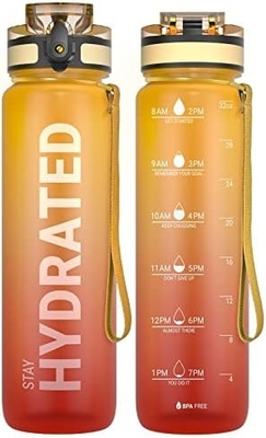 32oz chai nước thể thao động viên với thời gian đánh dấu - thời gian uống - Tritan, BPA miễn phí, miệng rộng chống rò rỉ,