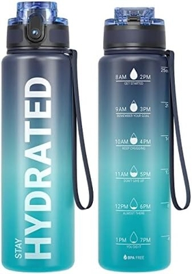 32oz chai nước thể thao động viên với thời gian đánh dấu - thời gian uống - Tritan, BPA miễn phí, miệng rộng chống rò rỉ,