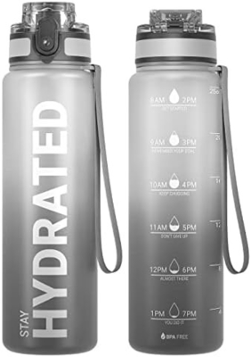 32oz chai nước thể thao động viên với thời gian đánh dấu - thời gian uống - Tritan, BPA miễn phí, miệng rộng chống rò rỉ,