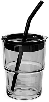 13oz/400ml Tumbler nước ly, cốc với rơm và nắp niêm phong mang theo cho cà phê, trà đá, dày tường kính cách nhiệt
