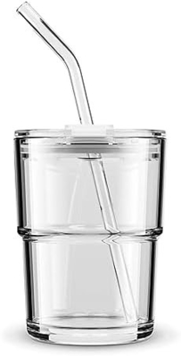 13oz/400ml Tumbler nước ly, cốc với rơm và nắp niêm phong mang theo cho cà phê, trà đá, dày tường kính cách nhiệt