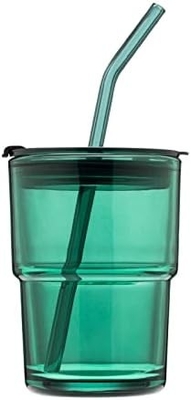 13oz/400ml Tumbler nước ly, cốc với rơm và nắp niêm phong mang theo cho cà phê, trà đá, dày tường kính cách nhiệt
