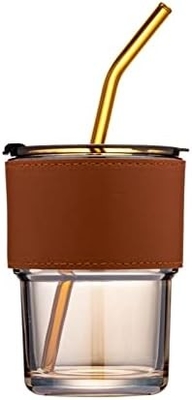 13oz/400ml Tumbler nước ly, cốc với rơm và nắp niêm phong mang theo cho cà phê, trà đá, dày tường kính cách nhiệt