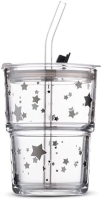 13oz/400ml Tumbler nước ly, cốc với rơm và nắp niêm phong mang theo cho cà phê, trà đá, dày tường kính cách nhiệt