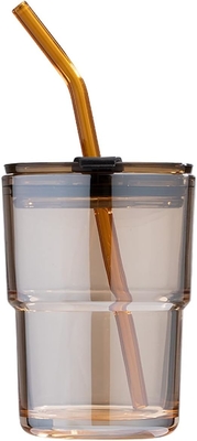 13oz/400ml Tumbler nước ly, cốc với rơm và nắp niêm phong mang theo cho cà phê, trà đá, dày tường kính cách nhiệt