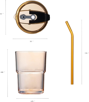 13oz/400ml Tumbler nước ly, cốc với rơm và nắp niêm phong mang theo cho cà phê, trà đá, dày tường kính cách nhiệt