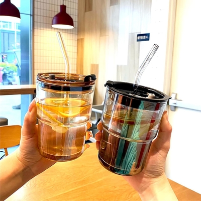 13oz/400ml Tumbler nước ly, cốc với rơm và nắp niêm phong mang theo cho cà phê, trà đá, dày tường kính cách nhiệt