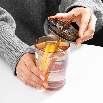 13oz/400ml Tumbler nước ly, cốc với rơm và nắp niêm phong mang theo cho cà phê, trà đá, dày tường kính cách nhiệt