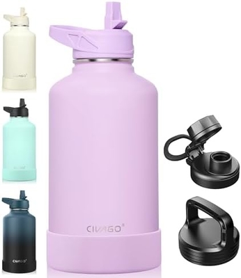 32 oz chai nước cách nhiệt với rơm, thép không gỉ thể thao ly nước chai với 3 nắp (rơm, vòi và nắm nắp