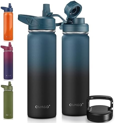 32 oz chai nước cách nhiệt với rơm, thép không gỉ thể thao ly nước chai với 3 nắp (rơm, vòi và nắm nắp
