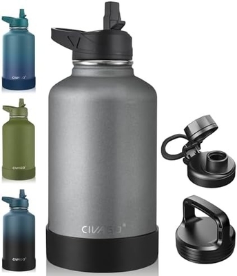 32 oz chai nước cách nhiệt với rơm, thép không gỉ thể thao ly nước chai với 3 nắp (rơm, vòi và nắm nắp