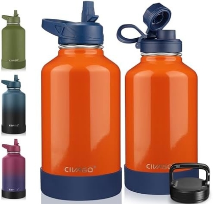 32 oz chai nước cách nhiệt với rơm, thép không gỉ thể thao ly nước chai với 3 nắp (rơm, vòi và nắm nắp