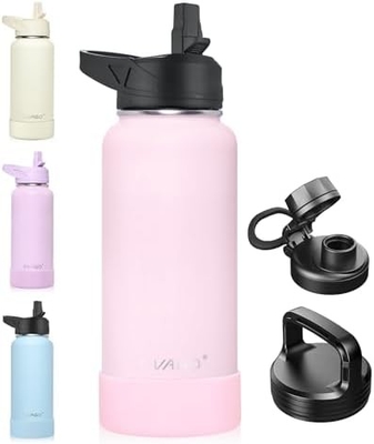 32 oz chai nước cách nhiệt với rơm, thép không gỉ thể thao ly nước chai với 3 nắp (rơm, vòi và nắm nắp