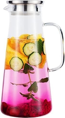 Karafu Glass Pitcher với nắp, 68Oz canh nước chống nhiệt cho nước nóng / lạnh, trà đá và nước trái cây đồ uống rõ ràng