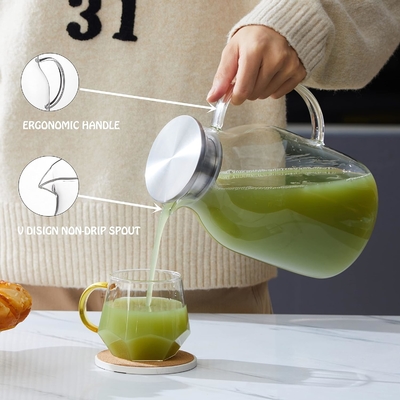 Karafu Glass Pitcher với nắp, 68Oz canh nước chống nhiệt cho nước nóng / lạnh, trà đá và nước trái cây đồ uống rõ ràng