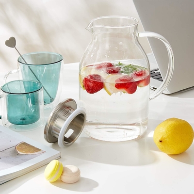 Karafu Glass Pitcher với nắp, 68Oz canh nước chống nhiệt cho nước nóng / lạnh, trà đá và nước trái cây đồ uống rõ ràng