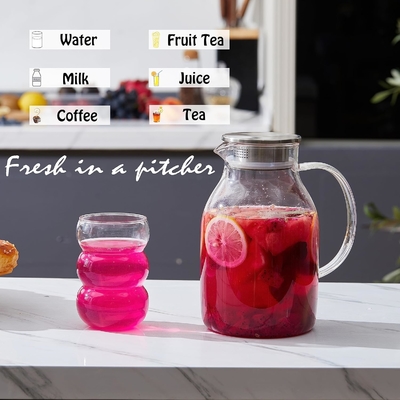 Karafu Glass Pitcher với nắp, 68Oz canh nước chống nhiệt cho nước nóng / lạnh, trà đá và nước trái cây đồ uống rõ ràng