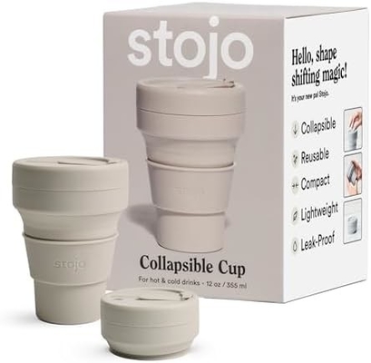 Cốc du lịch gập - Sage Green, 12oz / 355ml - Chất chống rò rỉ dùng nhiều lần để đi Chiếc chai silicone kích thước túi