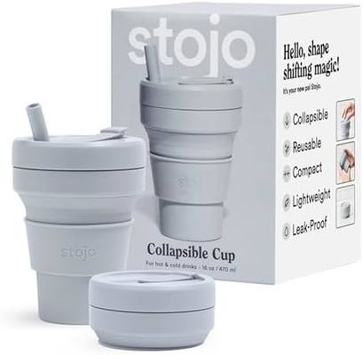 Cốc du lịch gập - Sage Green, 12oz / 355ml - Chất chống rò rỉ dùng nhiều lần để đi Chiếc chai silicone kích thước túi