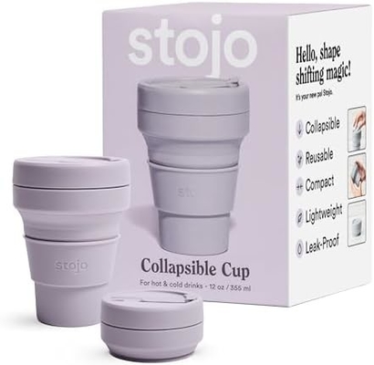 Cốc du lịch gập - Sage Green, 12oz / 355ml - Chất chống rò rỉ dùng nhiều lần để đi Chiếc chai silicone kích thước túi