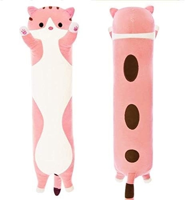 WUYU Đẹp Plush mèo búp bê dễ thương phim hoạt hình mềm nhồi nhét con mèo gối dài ném ngủ gối búp bê đồ chơi quà tặng cho trẻ em