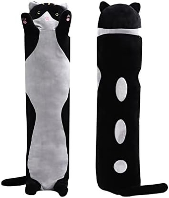 WUYU Đẹp Plush mèo búp bê dễ thương phim hoạt hình mềm nhồi nhét con mèo gối dài ném ngủ gối búp bê đồ chơi quà tặng cho trẻ em