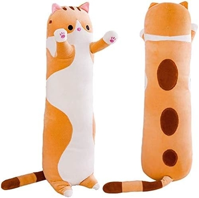 WUYU Đẹp Plush mèo búp bê dễ thương phim hoạt hình mềm nhồi nhét con mèo gối dài ném ngủ gối búp bê đồ chơi quà tặng cho trẻ em